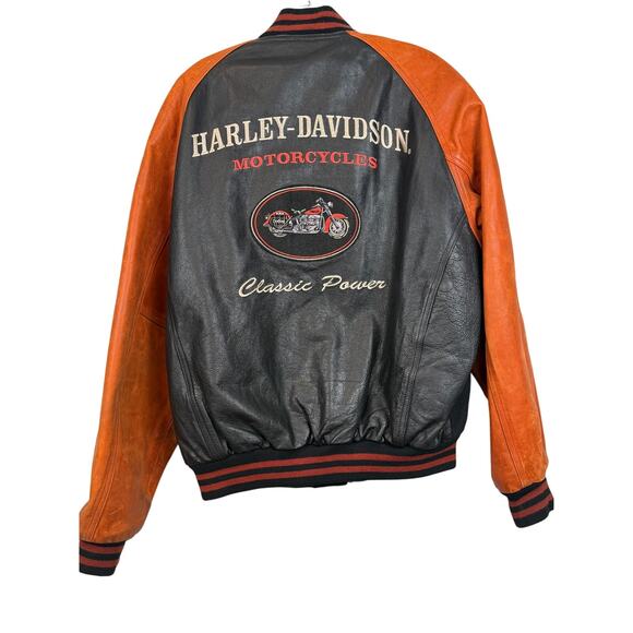Vintage Harley-Davidson Classic Power Varsity Leather Jacket L | 90s Biker Moto - Picture 1 of 11